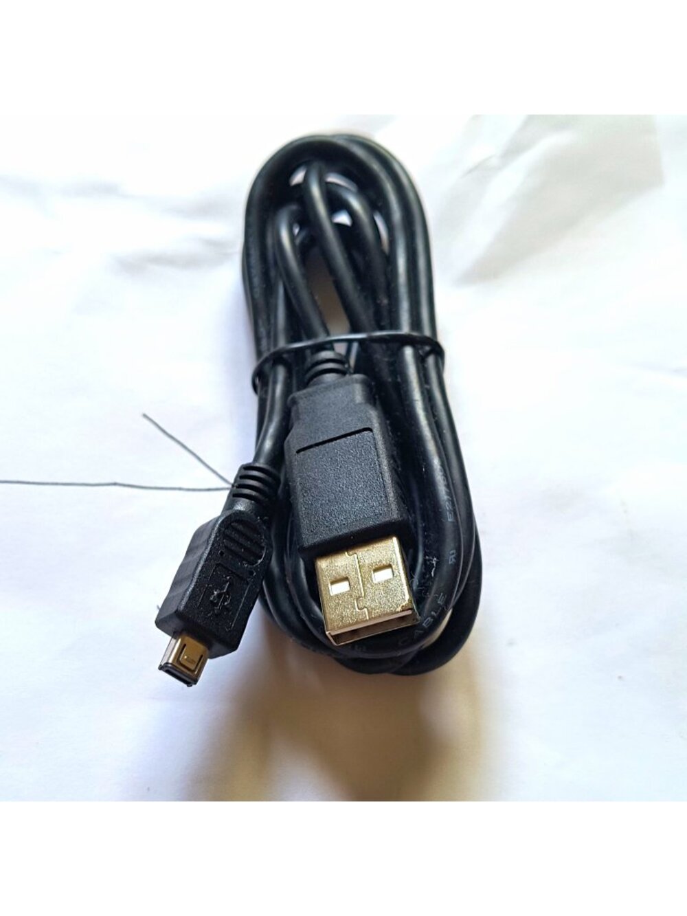 USB-A Male to Mini-USB Type B Male Cable, Black Round USB Cable